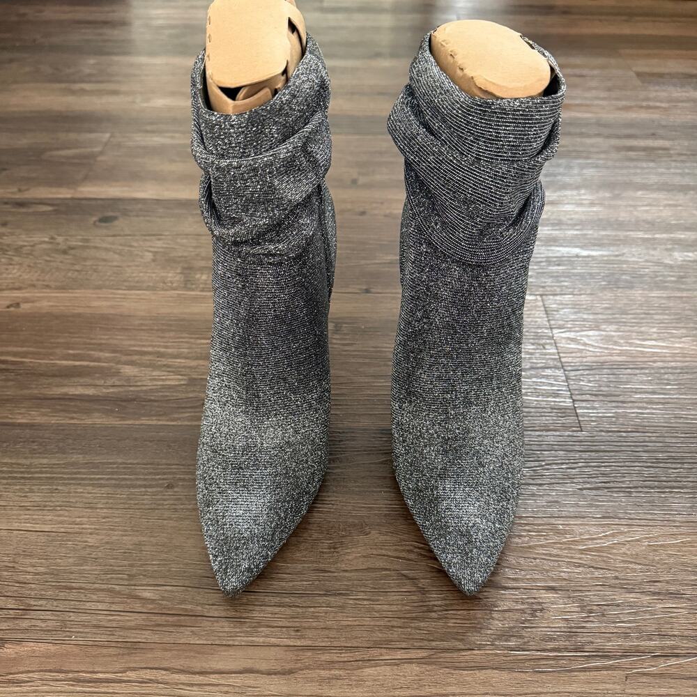 Jessica Simpson 9.5M Silver Glitter Slouchy Stiletto‎ Ankle Boots Glam Party
